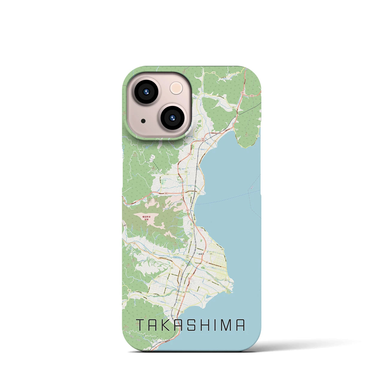 【高島】地図柄iPhoneケース（バックカバータイプ・ナチュラル）iPhone 13 mini 用