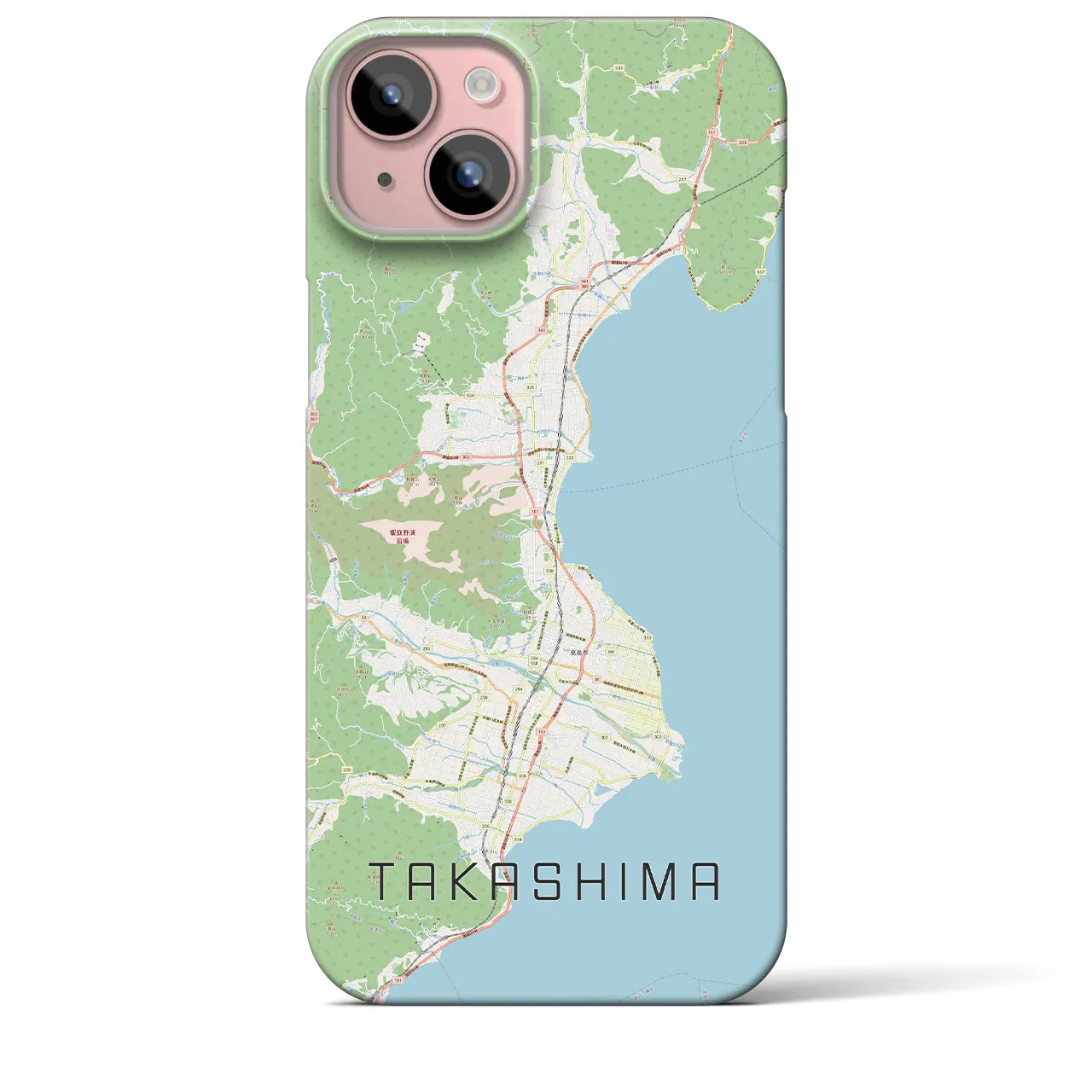 【高島】地図柄iPhoneケース（バックカバータイプ・ナチュラル）iPhone 15 Plus 用