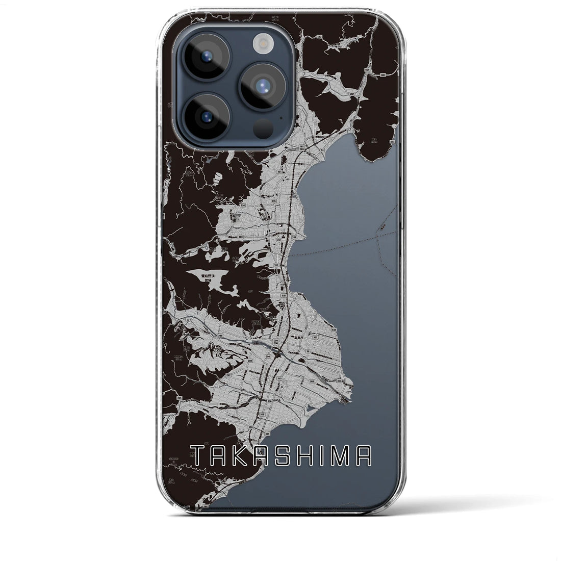 【高島】地図柄iPhoneケース（クリアタイプ・モノトーン）iPhone 15 Pro Max 用