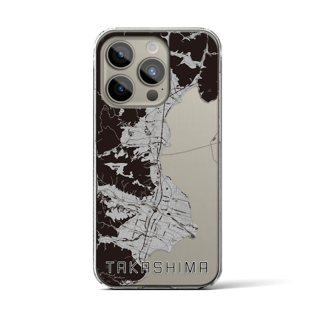【高島】地図柄iPhoneケース（クリアタイプ・モノトーン）iPhone 15 Pro 用