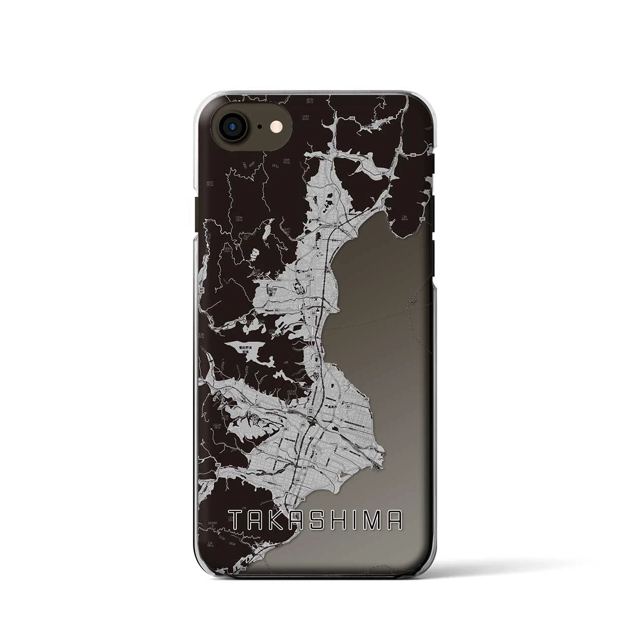 【高島】地図柄iPhoneケース（クリアタイプ・モノトーン）iPhone SE（第3 / 第2世代） / 8 / 7 / 6s / 6 用