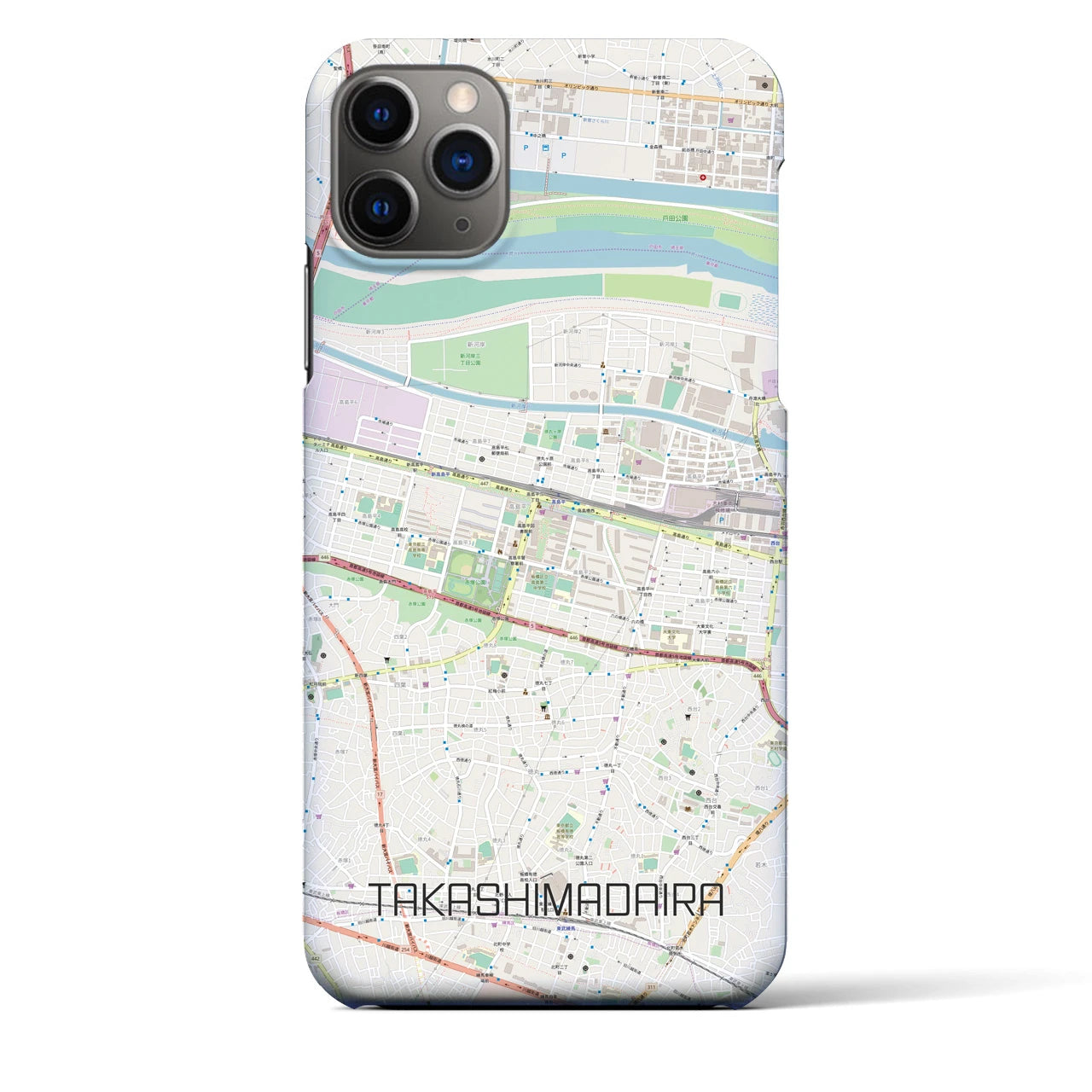 【高島平】地図柄iPhoneケース（バックカバータイプ・ナチュラル）iPhone 11 Pro Max 用