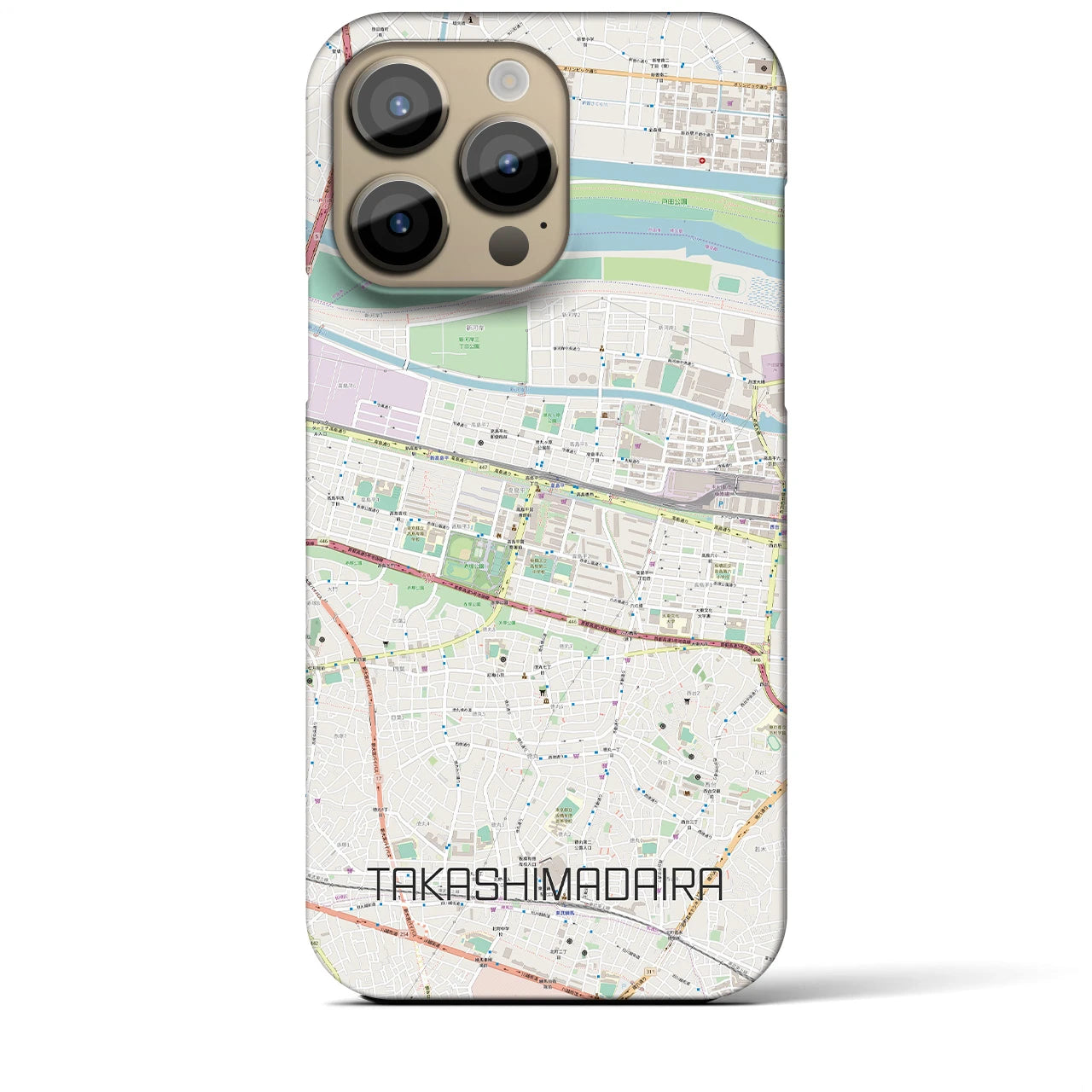 【高島平】地図柄iPhoneケース（バックカバータイプ・ナチュラル）iPhone 14 Pro Max 用