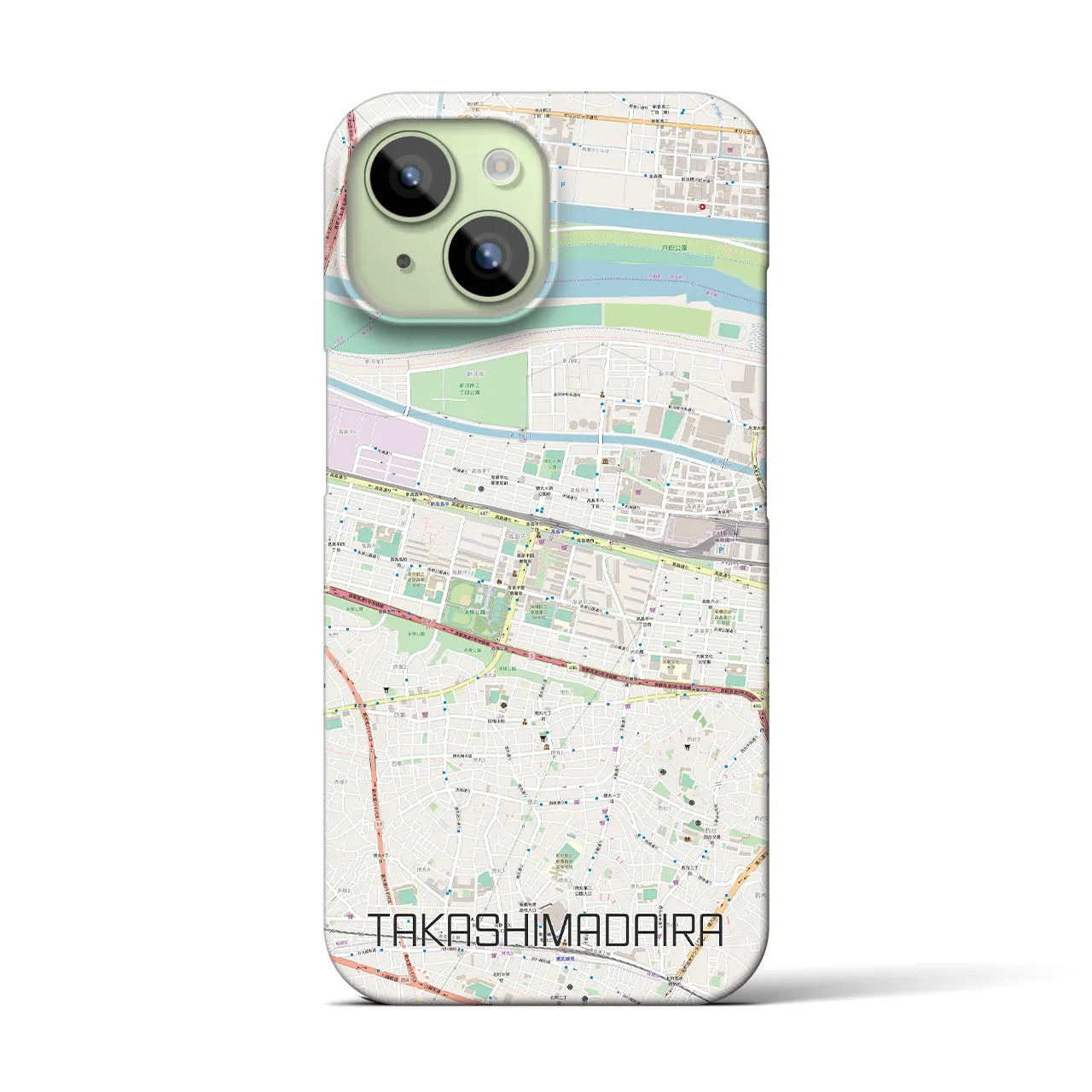 【高島平】地図柄iPhoneケース（バックカバータイプ・ナチュラル）iPhone 15 用