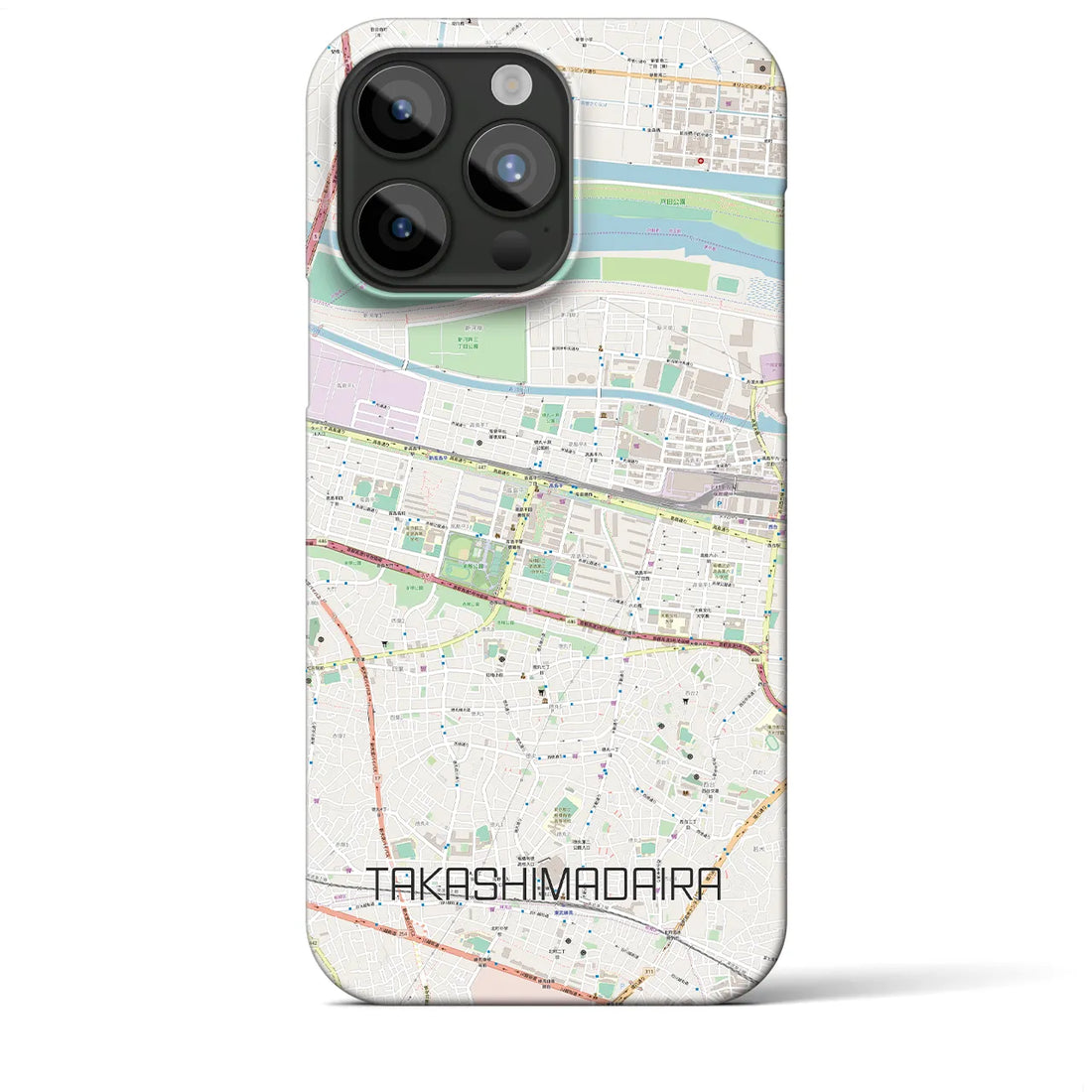 【高島平】地図柄iPhoneケース（バックカバータイプ・ナチュラル）iPhone 15 Pro Max 用