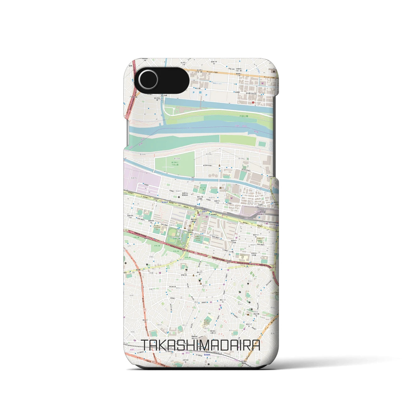 【高島平】地図柄iPhoneケース（バックカバータイプ・ナチュラル）iPhone SE（第3 / 第2世代） / 8 / 7 / 6s / 6 用