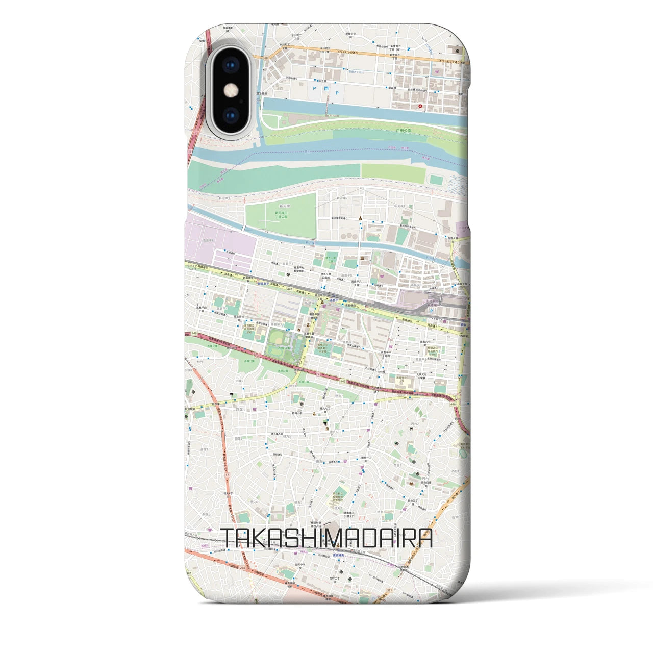 【高島平】地図柄iPhoneケース（バックカバータイプ・ナチュラル）iPhone XS Max 用
