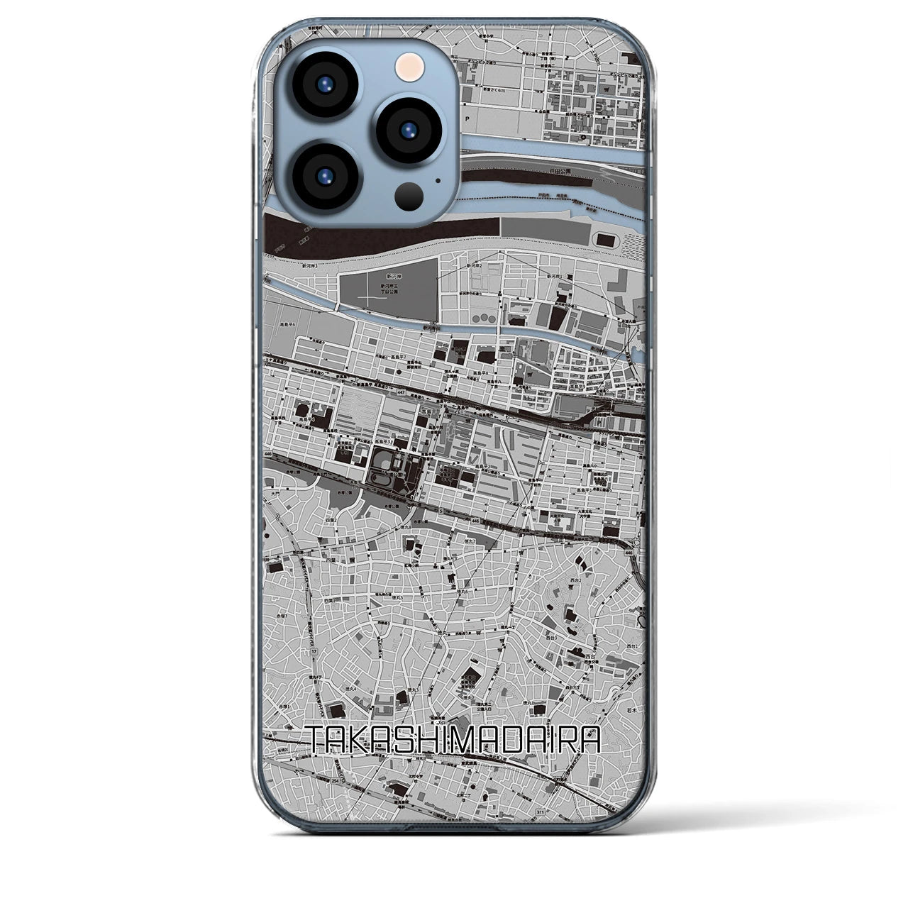 【高島平】地図柄iPhoneケース（クリアタイプ・モノトーン）iPhone 13 Pro Max 用