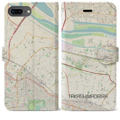 【高島平（東京都）】地図柄iPhoneケース（手帳タイプ）ナチュラル・iPhone 8Plus /7Plus / 6sPlus / 6Plus 用
