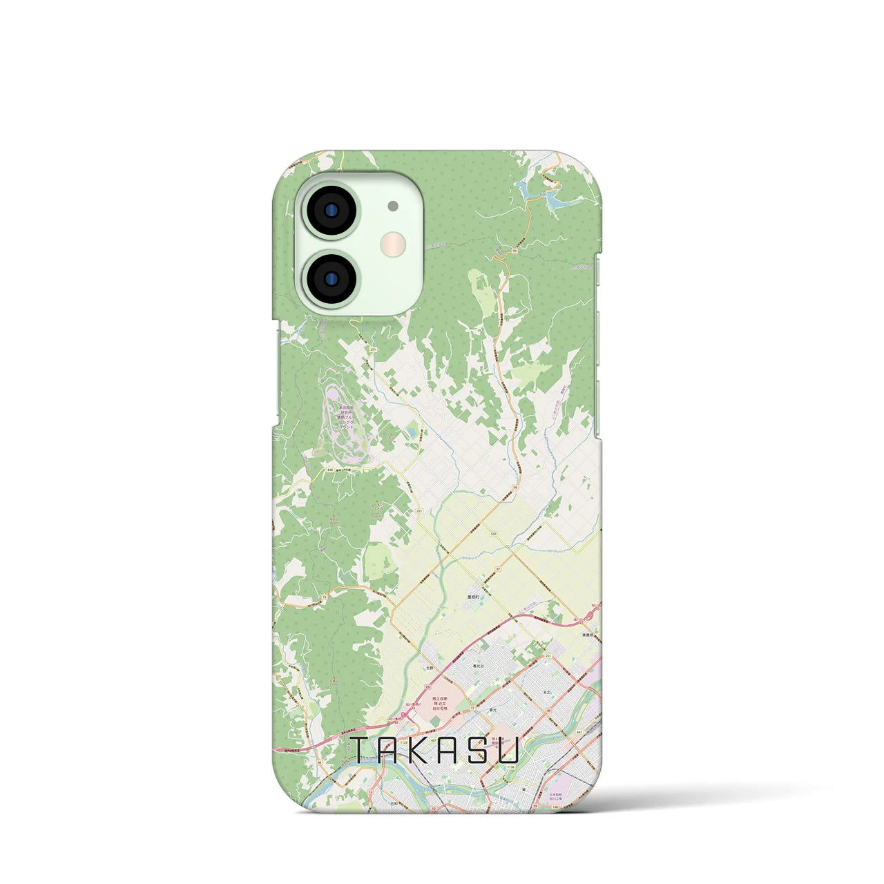 【鷹栖】地図柄iPhoneケース（バックカバータイプ・ナチュラル）iPhone 12 mini 用