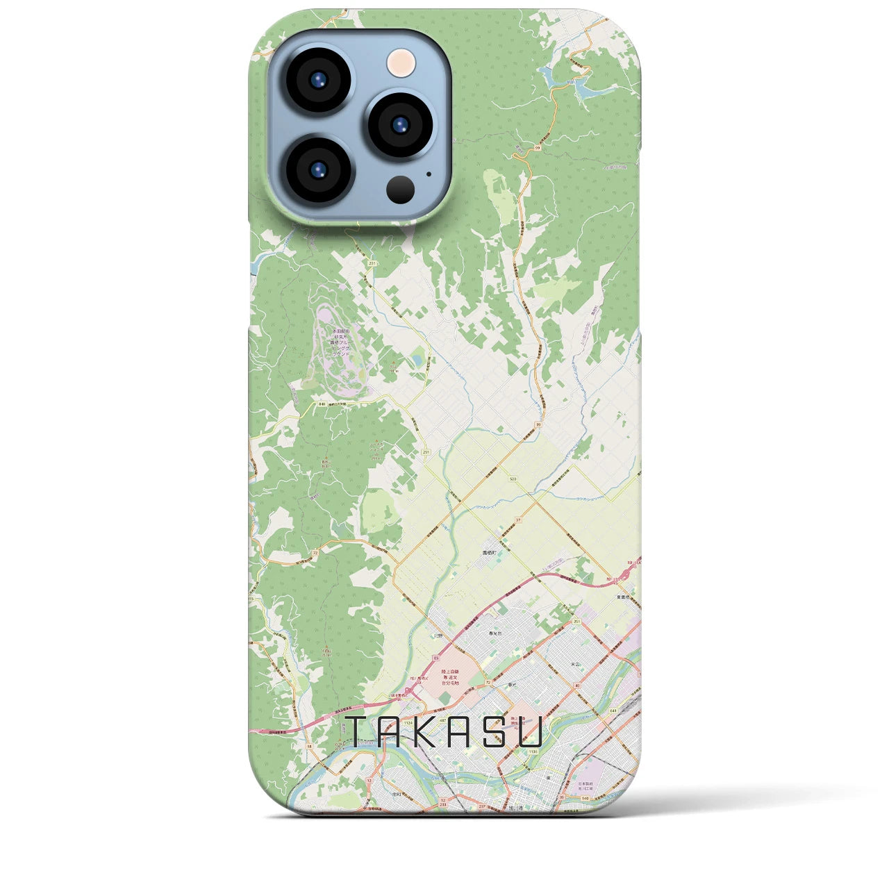 【鷹栖】地図柄iPhoneケース（バックカバータイプ・ナチュラル）iPhone 13 Pro Max 用