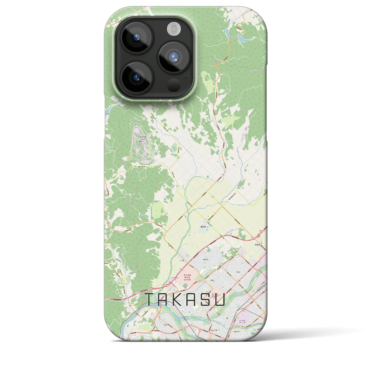 【鷹栖】地図柄iPhoneケース（バックカバータイプ・ナチュラル）iPhone 15 Pro Max 用