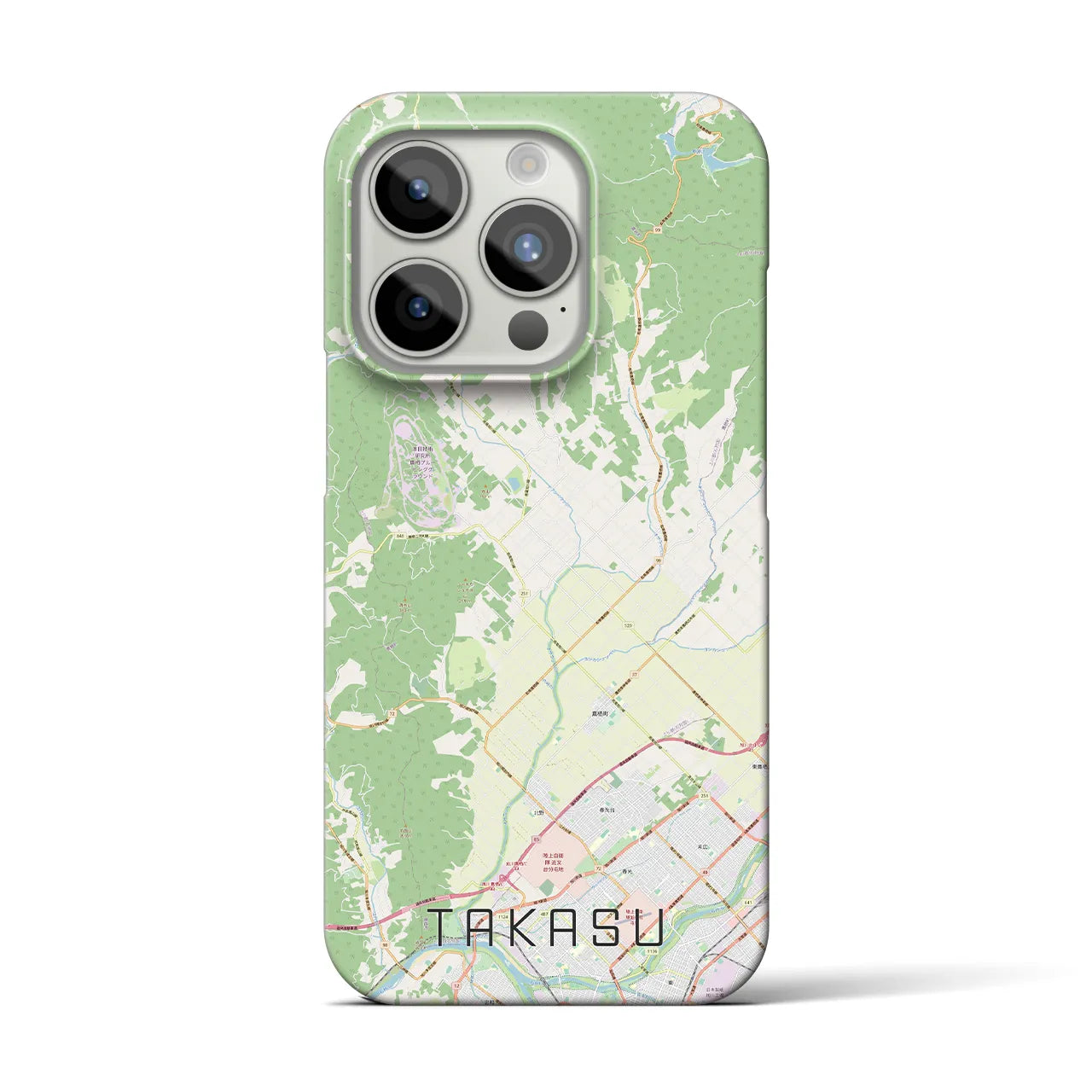 【鷹栖】地図柄iPhoneケース（バックカバータイプ・ナチュラル）iPhone 15 Pro 用