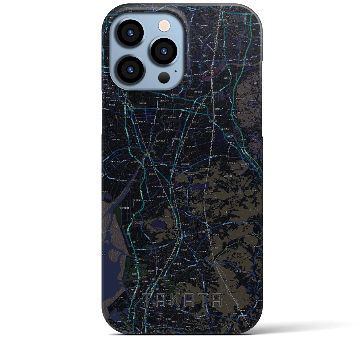 【高田】地図柄iPhoneケース（バックカバータイプ・ブラック）iPhone 13 Pro Max 用