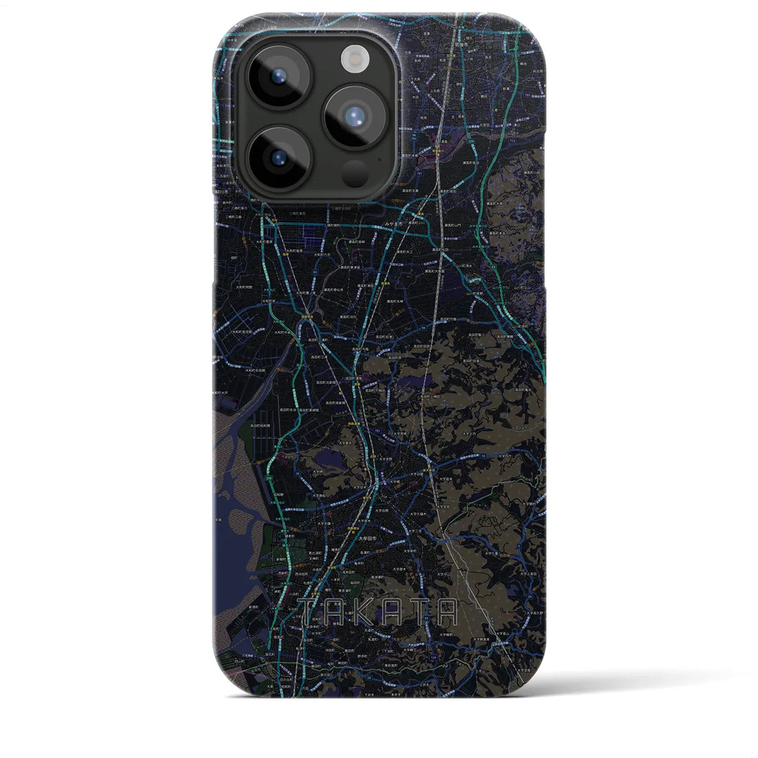 【高田】地図柄iPhoneケース（バックカバータイプ・ブラック）iPhone 15 Pro Max 用