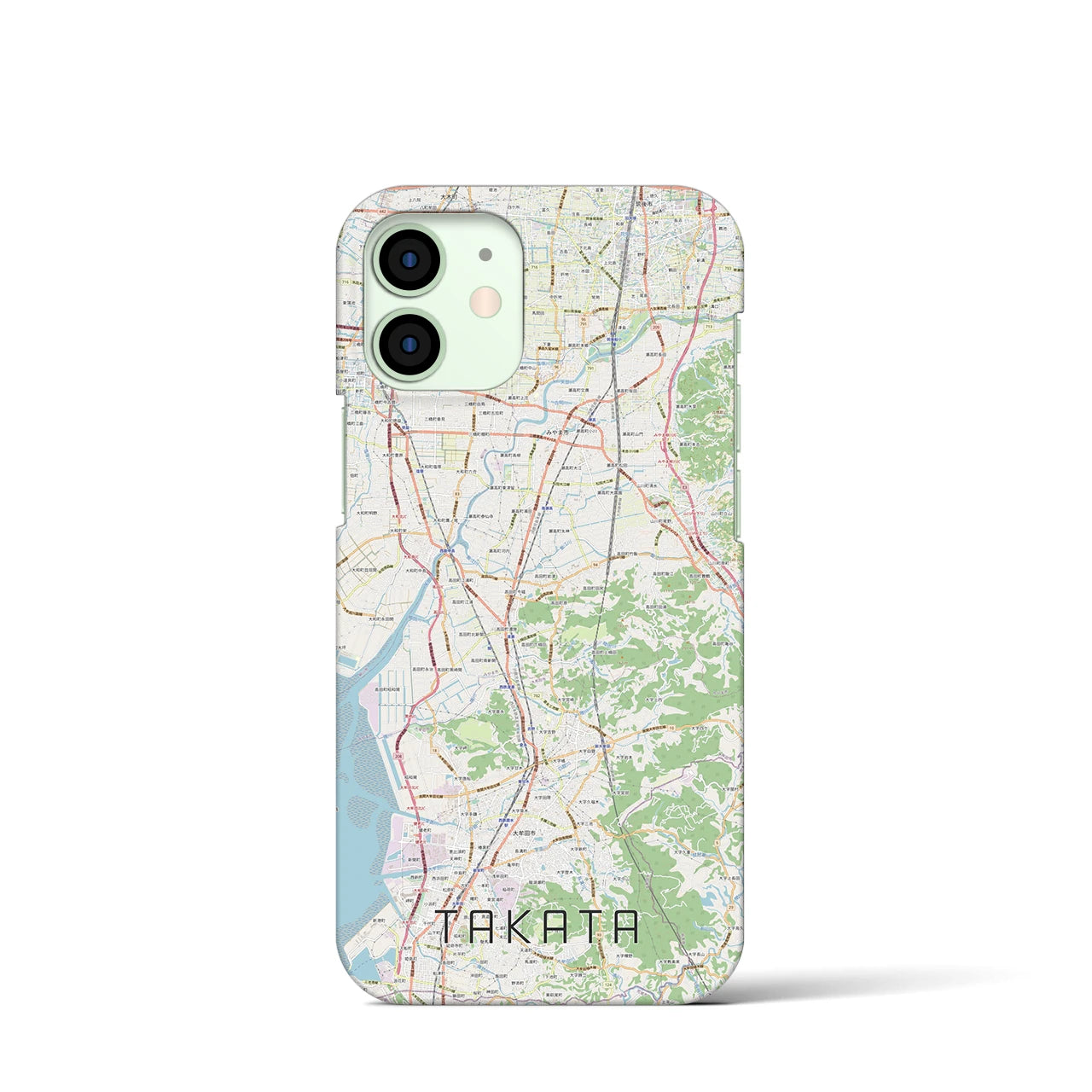 【高田】地図柄iPhoneケース（バックカバータイプ・ナチュラル）iPhone 12 mini 用