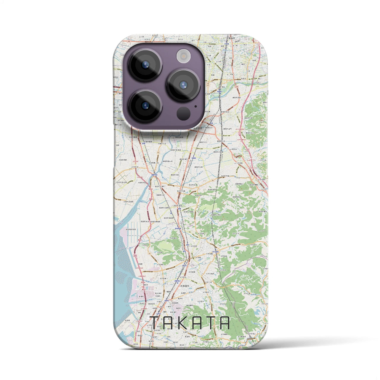 【高田】地図柄iPhoneケース（バックカバータイプ・ナチュラル）iPhone 14 Pro 用