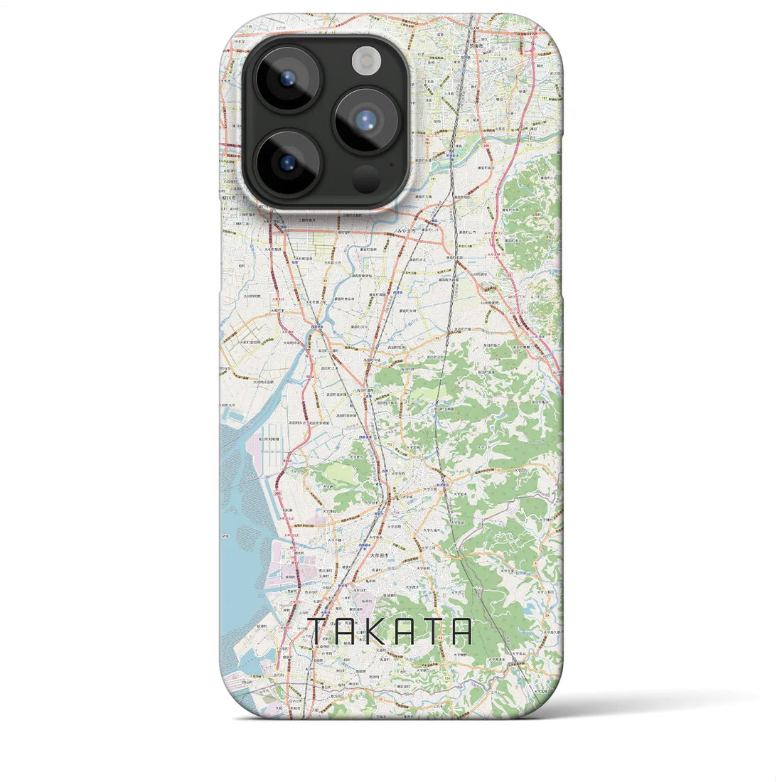 【高田】地図柄iPhoneケース（バックカバータイプ・ナチュラル）iPhone 15 Pro Max 用