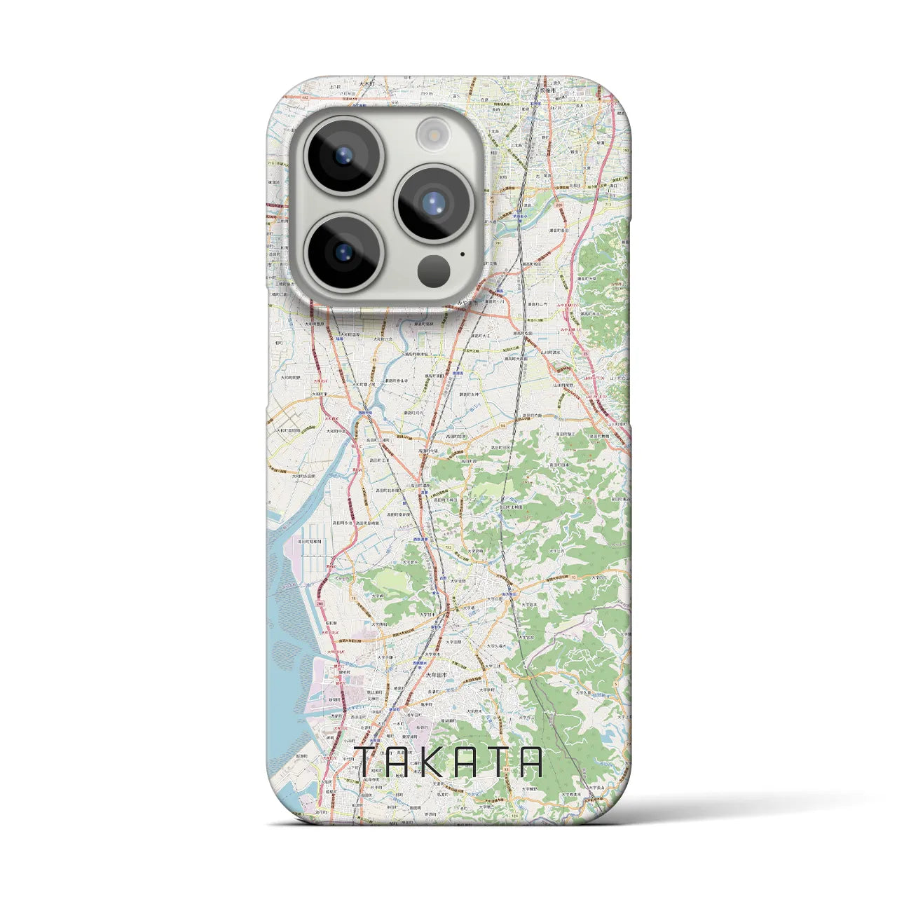 【高田】地図柄iPhoneケース（バックカバータイプ・ナチュラル）iPhone 15 Pro 用