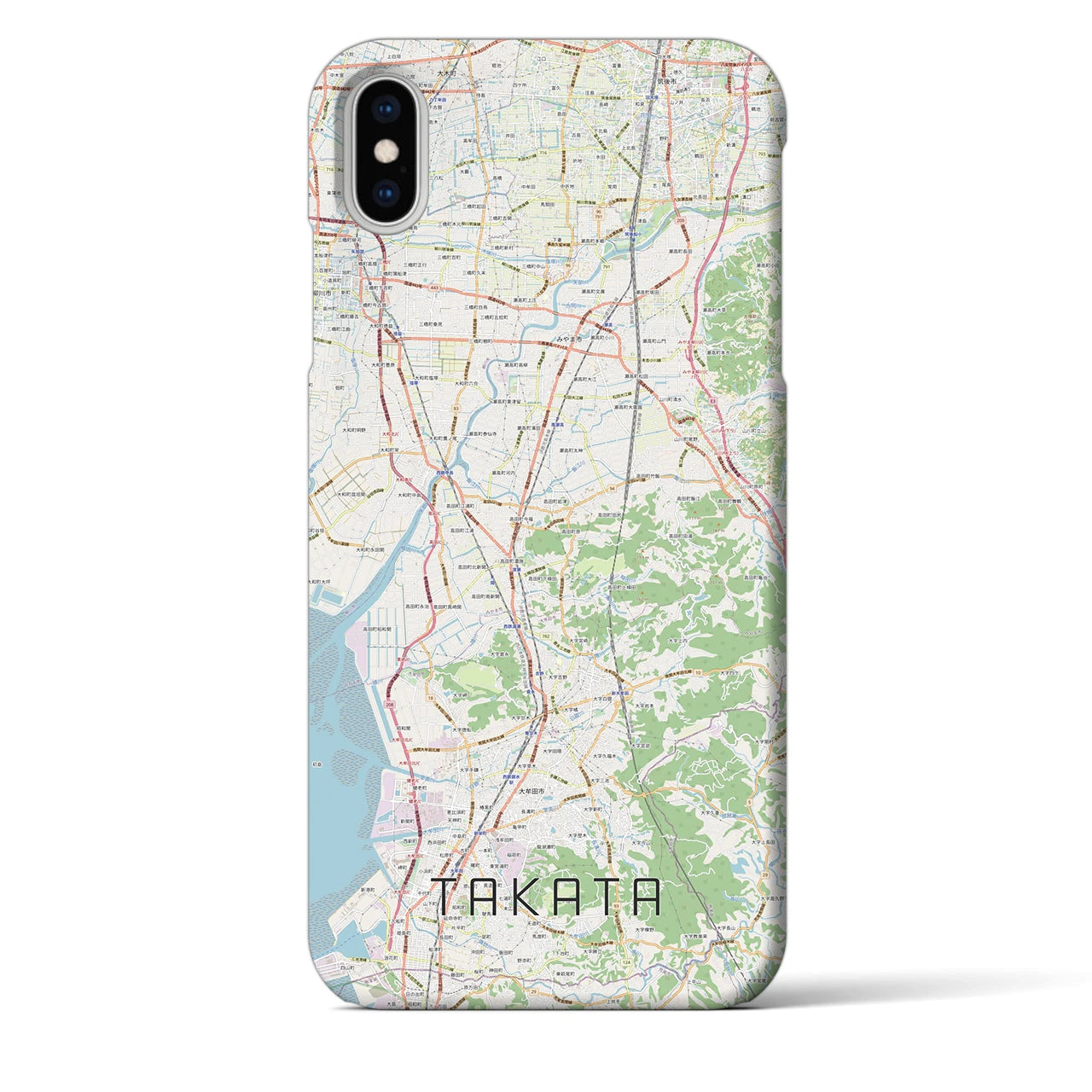 【高田】地図柄iPhoneケース（バックカバータイプ・ナチュラル）iPhone XS Max 用
