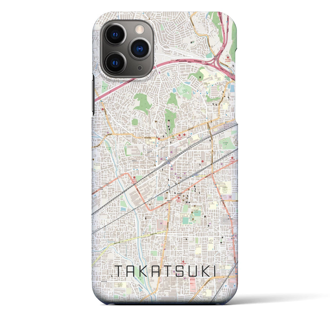 【高槻】地図柄iPhoneケース（バックカバータイプ・ナチュラル）iPhone 11 Pro Max 用
