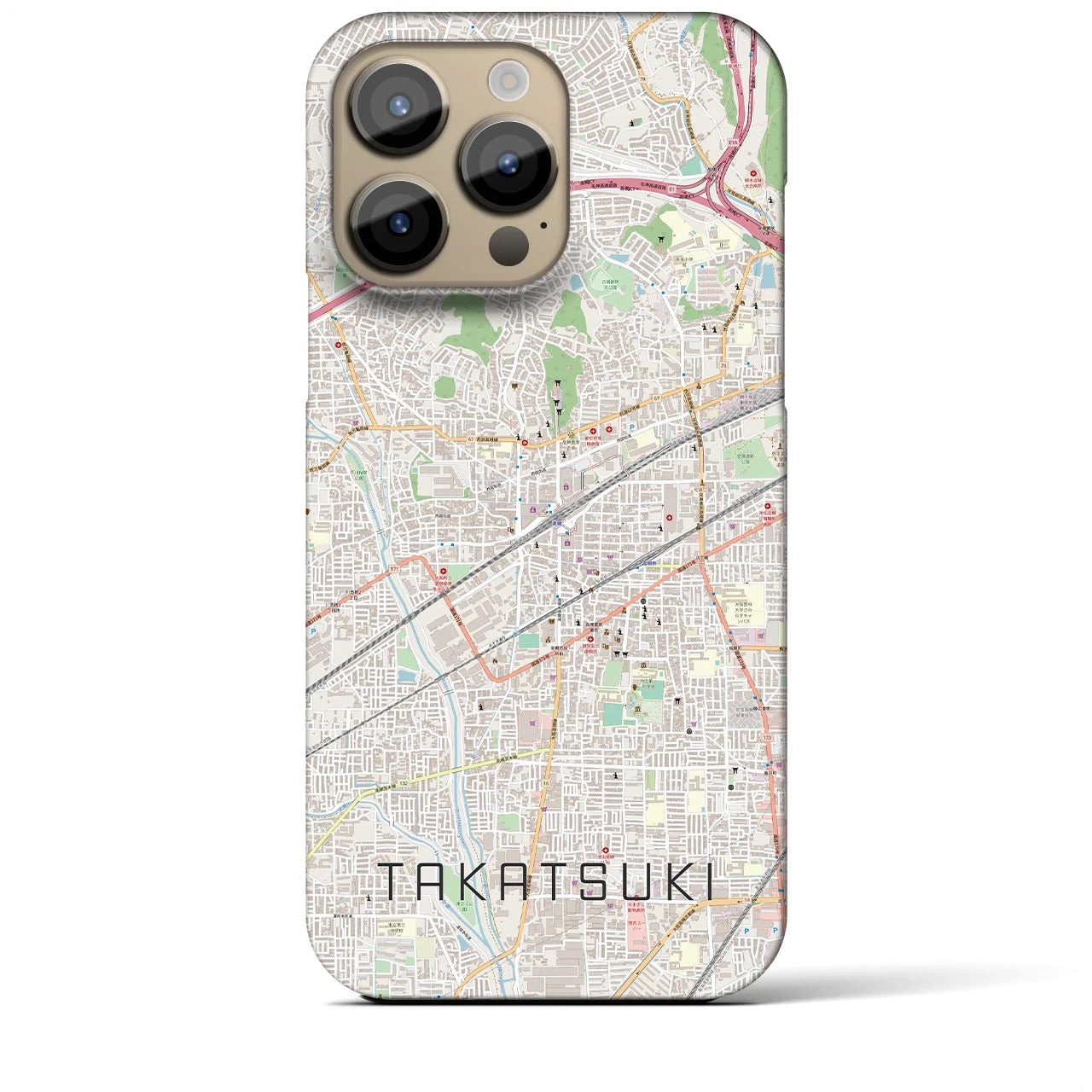 【高槻】地図柄iPhoneケース（バックカバータイプ・ナチュラル）iPhone 14 Pro Max 用