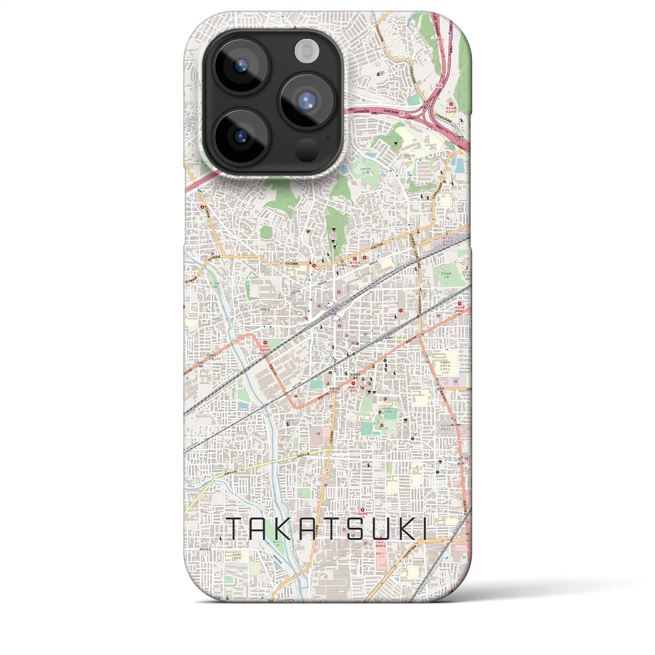 【高槻】地図柄iPhoneケース（バックカバータイプ・ナチュラル）iPhone 15 Pro Max 用