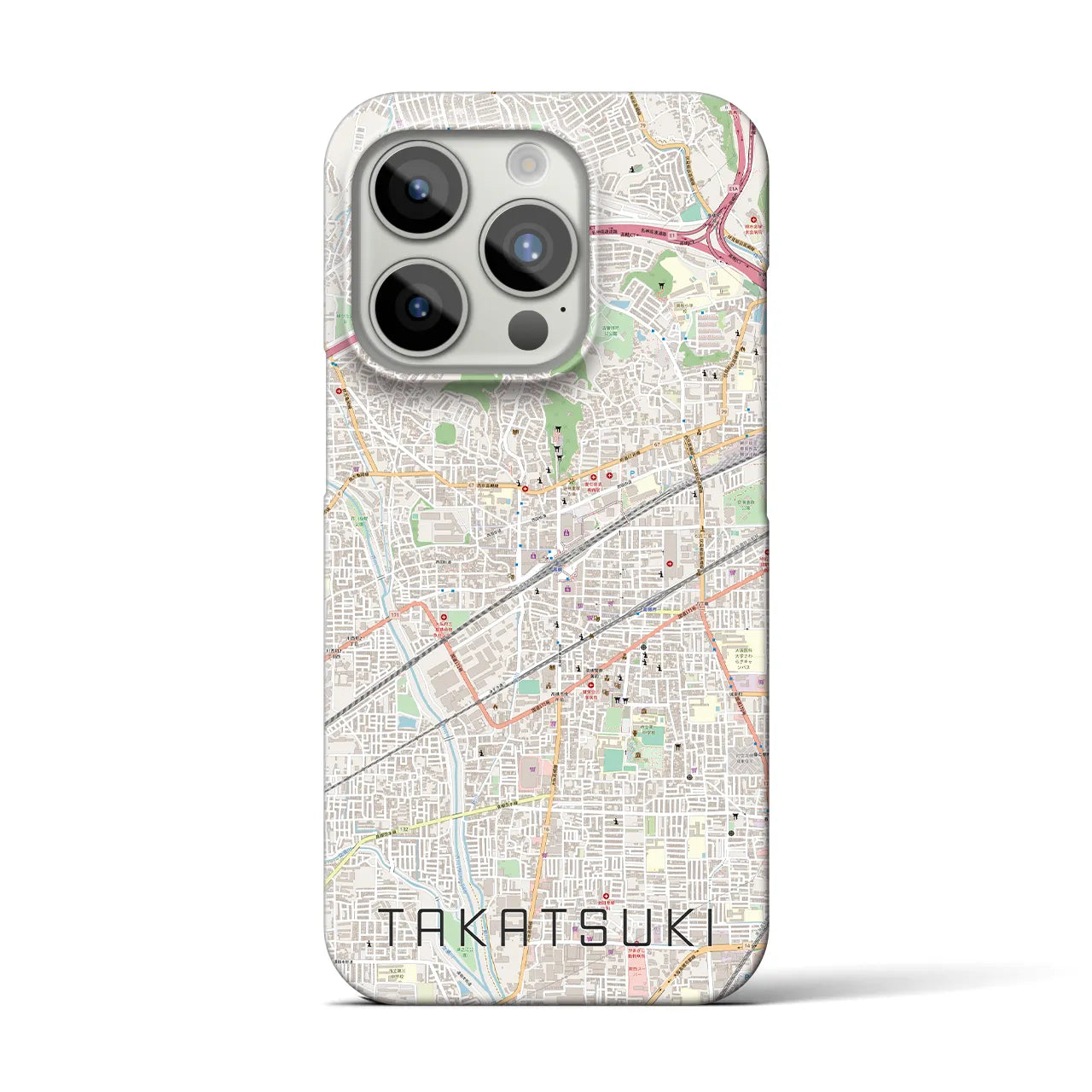 【高槻】地図柄iPhoneケース（バックカバータイプ・ナチュラル）iPhone 15 Pro 用
