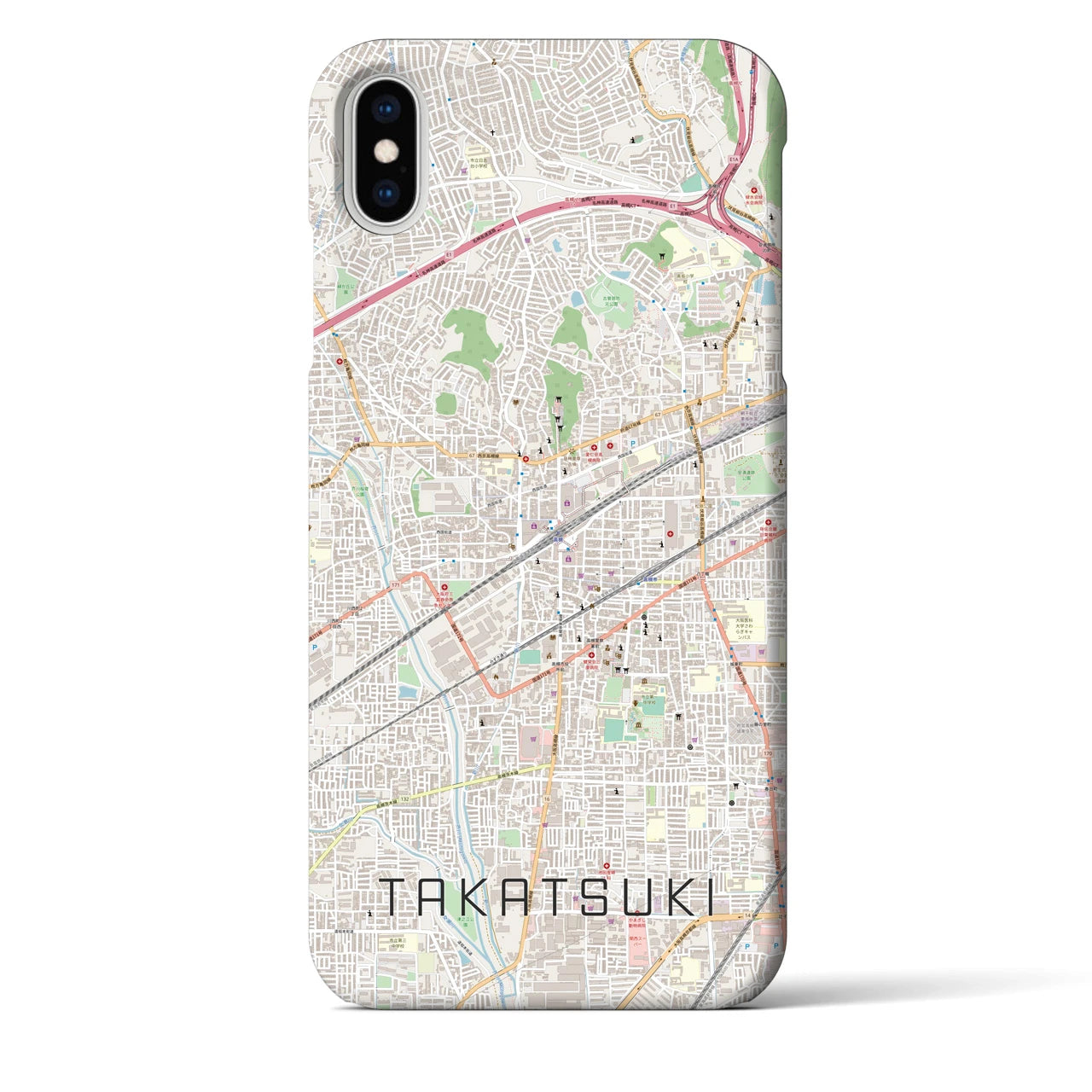 【高槻】地図柄iPhoneケース（バックカバータイプ・ナチュラル）iPhone XS Max 用