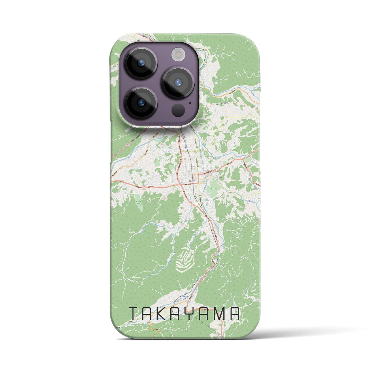 【高山】地図柄iPhoneケース（バックカバータイプ・ナチュラル）iPhone 14 Pro 用