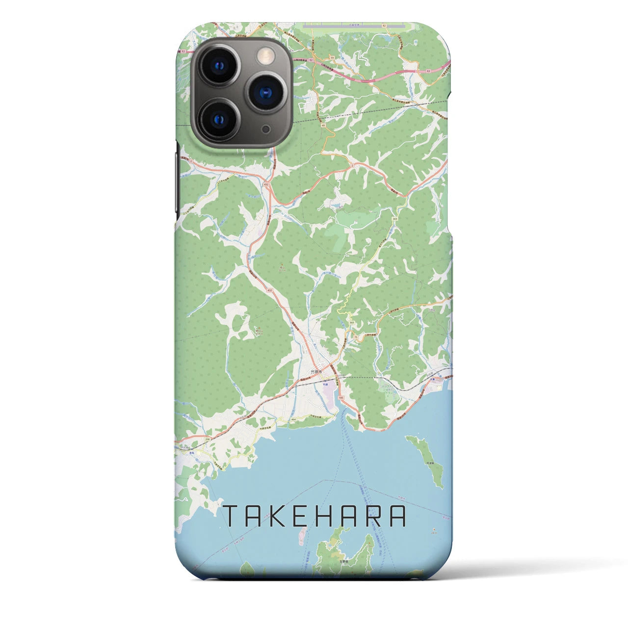 【竹原】地図柄iPhoneケース（バックカバータイプ・ナチュラル）iPhone 11 Pro Max 用