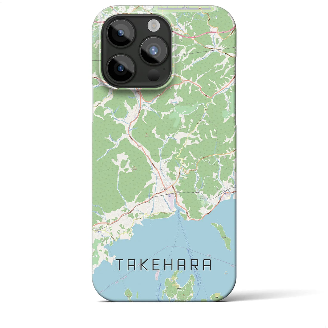 【竹原】地図柄iPhoneケース（バックカバータイプ・ナチュラル）iPhone 15 Pro Max 用