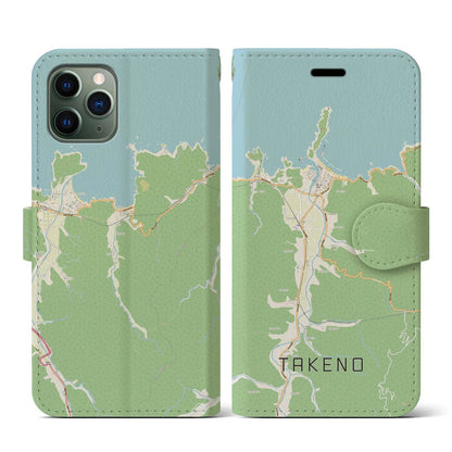 【竹野（兵庫県）】地図柄iPhoneケース（手帳タイプ）ナチュラル・iPhone 11 Pro 用