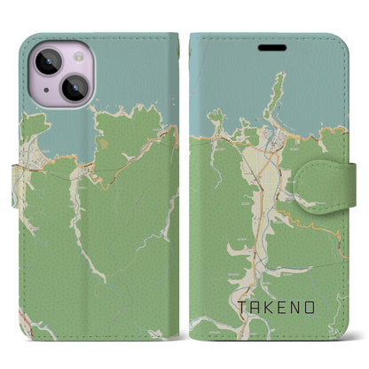 【竹野（兵庫県）】地図柄iPhoneケース（手帳タイプ）ナチュラル・iPhone 14 用