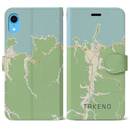 【竹野（兵庫県）】地図柄iPhoneケース（手帳タイプ）ナチュラル・iPhone XR 用