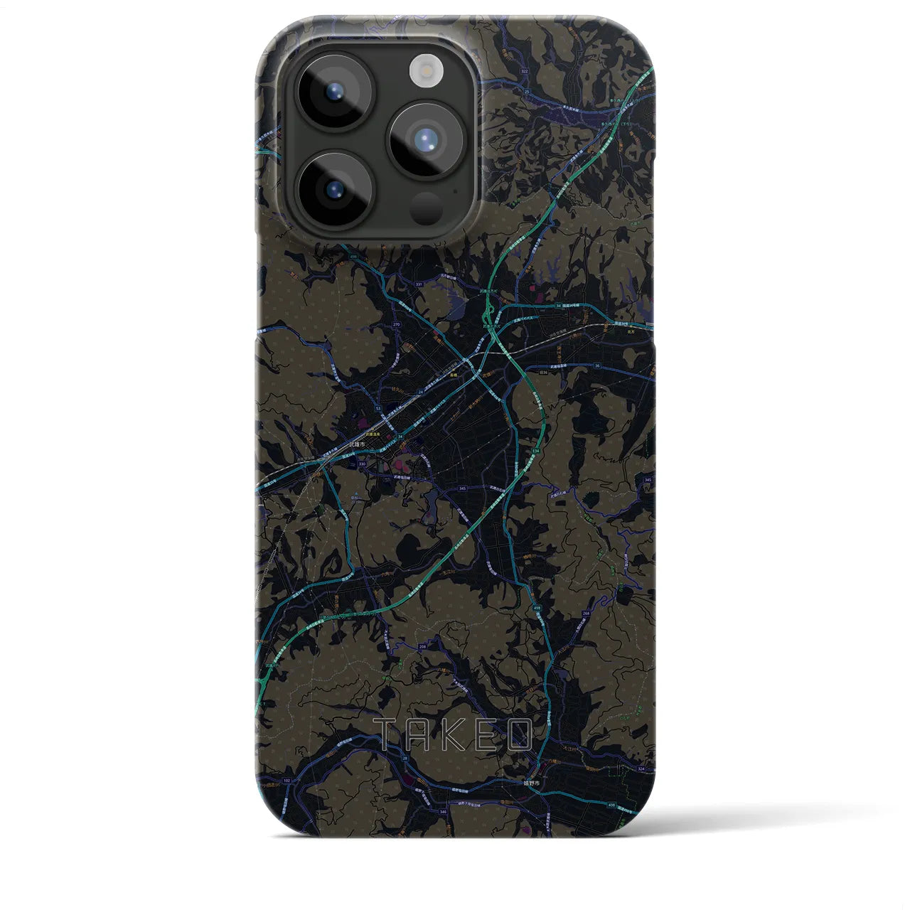 【武雄】地図柄iPhoneケース（バックカバータイプ・ブラック）iPhone 15 Pro Max 用