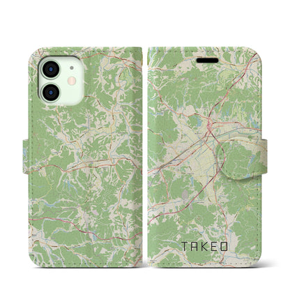 【武雄（佐賀県）】地図柄iPhoneケース（手帳タイプ）ナチュラル・iPhone 12 mini 用