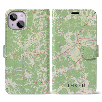 【武雄（佐賀県）】地図柄iPhoneケース（手帳タイプ）ナチュラル・iPhone 14 用