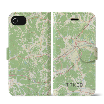 【武雄（佐賀県）】地図柄iPhoneケース（手帳タイプ）ナチュラル・iPhone SE（第3 / 第2世代） / 8 / 7 / 6s / 6 用