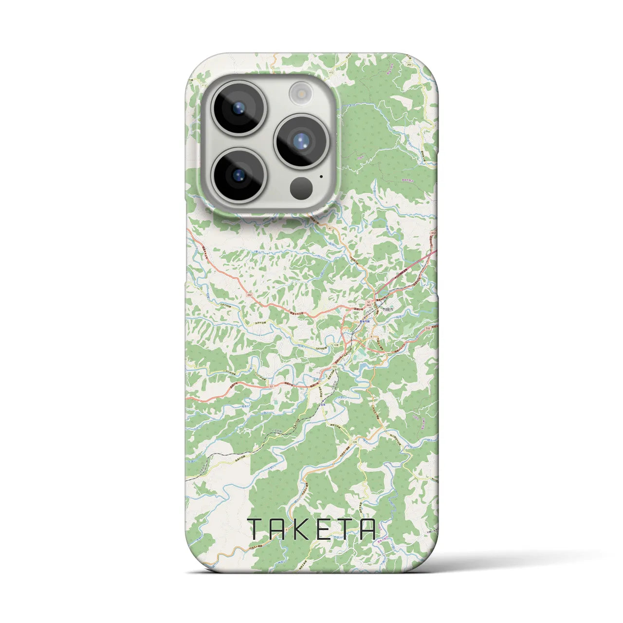 【竹田】地図柄iPhoneケース（バックカバータイプ・ナチュラル）iPhone 15 Pro 用