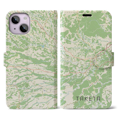 【竹田（大分県）】地図柄iPhoneケース（手帳タイプ）ナチュラル・iPhone 14 用