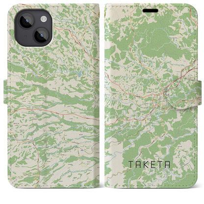 【竹田（大分県）】地図柄iPhoneケース（手帳タイプ）ナチュラル・iPhone 14 Plus 用