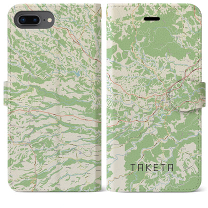 【竹田（大分県）】地図柄iPhoneケース（手帳タイプ）ナチュラル・iPhone 8Plus /7Plus / 6sPlus / 6Plus 用