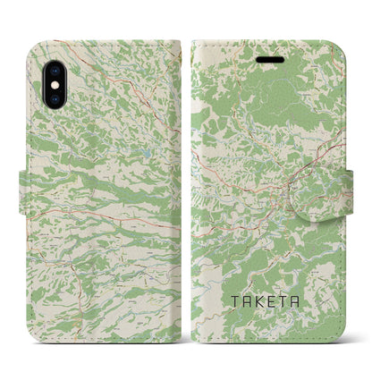 【竹田（大分県）】地図柄iPhoneケース（手帳タイプ）ナチュラル・iPhone XS / X 用