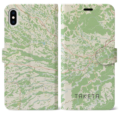 【竹田（大分県）】地図柄iPhoneケース（手帳タイプ）ナチュラル・iPhone XS Max 用