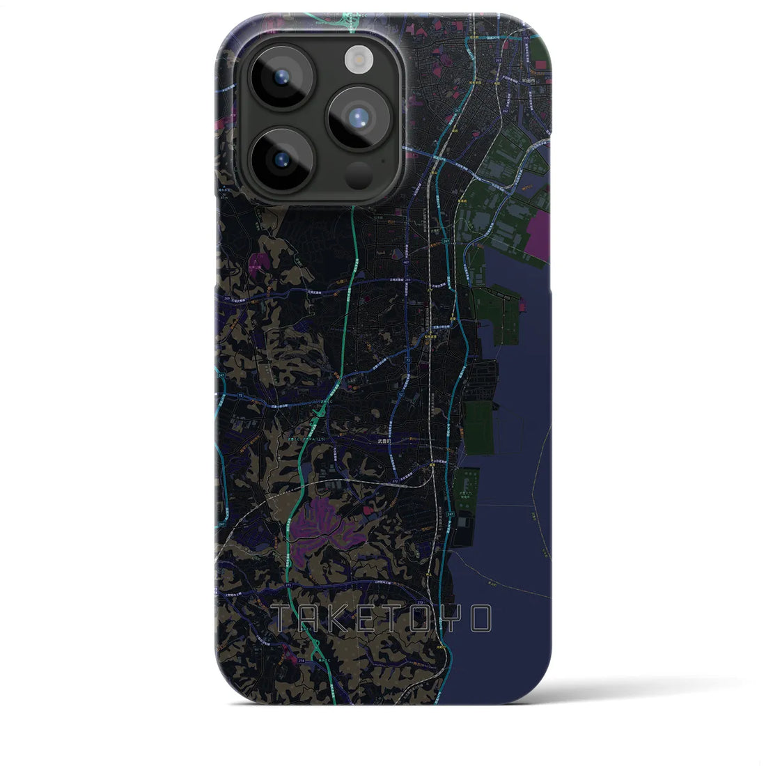 【武豊】地図柄iPhoneケース（バックカバータイプ・ブラック）iPhone 15 Pro Max 用