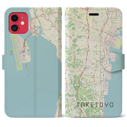 【武豊（愛知県）】地図柄iPhoneケース（手帳タイプ）ナチュラル・iPhone 11 用