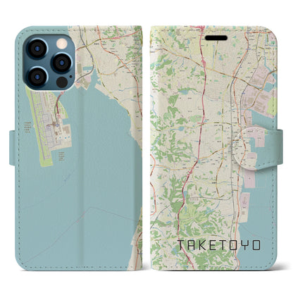 【武豊（愛知県）】地図柄iPhoneケース（手帳タイプ）ナチュラル・iPhone 12 / 12 Pro 用