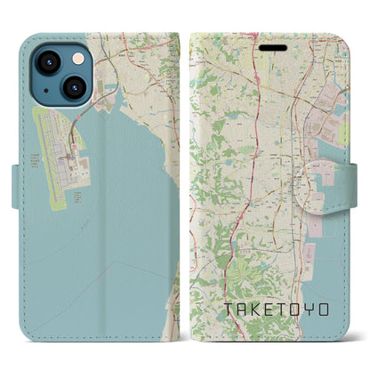 【武豊（愛知県）】地図柄iPhoneケース（手帳タイプ）ナチュラル・iPhone 13 用