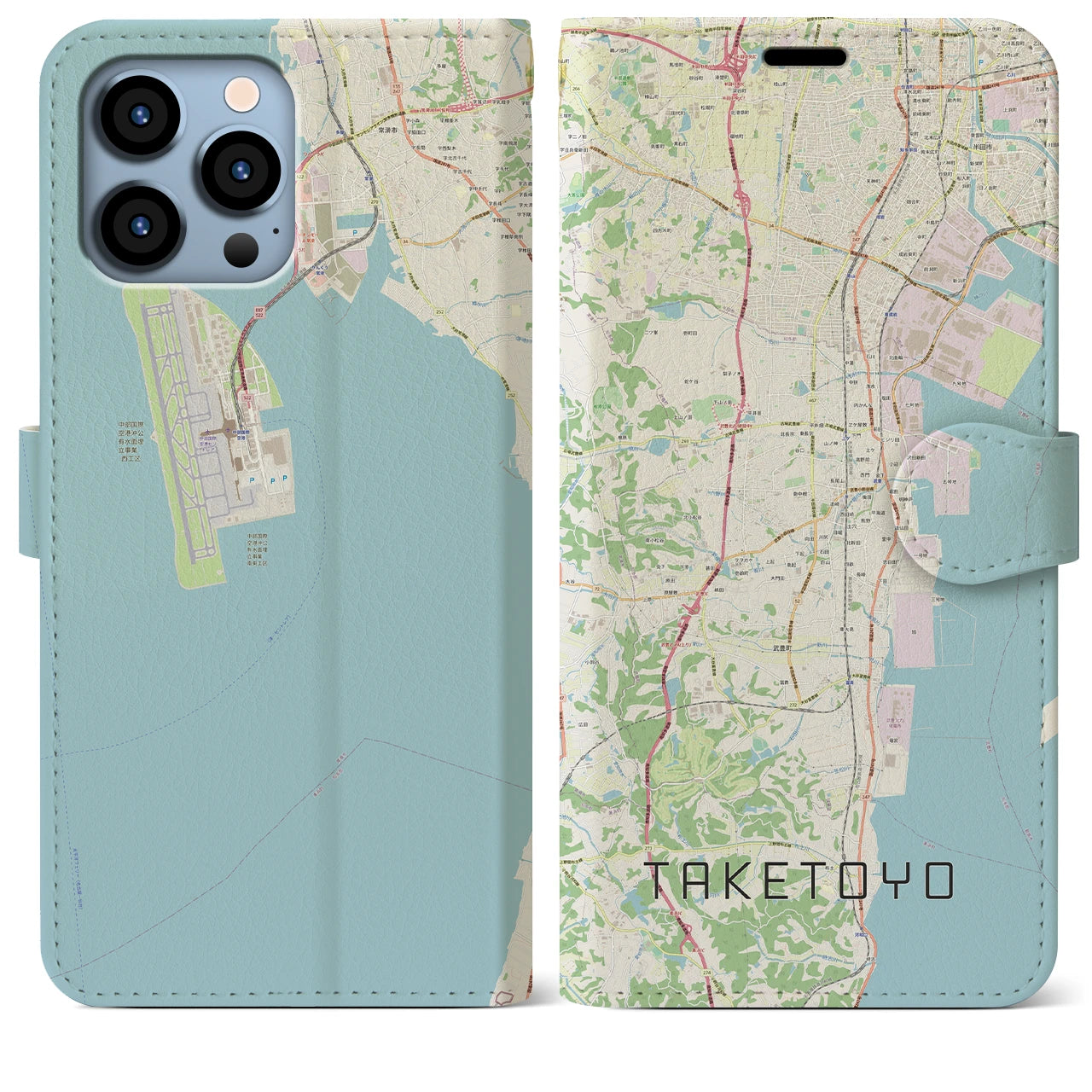 【武豊】地図柄iPhoneケース（手帳両面タイプ・ナチュラル）iPhone 13 Pro Max 用